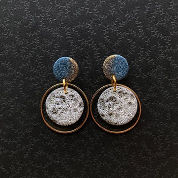 垂吊月球月亮軟陶耳環-moon polymer clay earrings