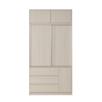 直人木業-DA奶油白榆木三抽滑門高被櫥衣櫃120公分