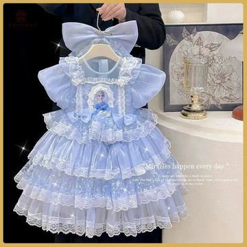 💠秋季上新💠女童愛莎冰雪奇緣夏款洛麗塔公主2026兒童連衣裙新款艾莎生日禮服