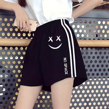 【台灣现貨】美式運動短褲 女生短褲 夏天短褲 高腰顯瘦 三分褲 運動褲 寬褲女 涼感短褲 休閒短褲 薄短褲 女生褲子