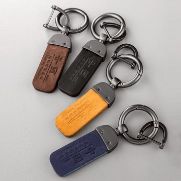 國潮真皮鑰匙扣掛飾書包掛件創意個性男女情侶一對簡約汽車鏈圈環