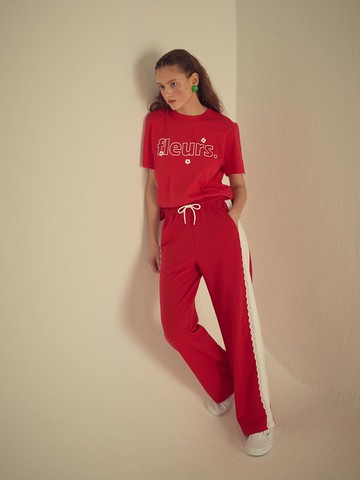 FLEURS T-SHIRT - RED/BLUE