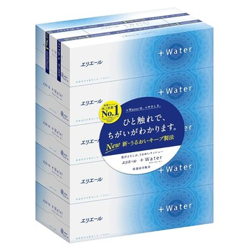 elleair 艾黎艾爾 +Water水潤柔感抽取面紙 180抽 保濕柔膚 100%純紙漿 日本原裝進口  5盒  1組