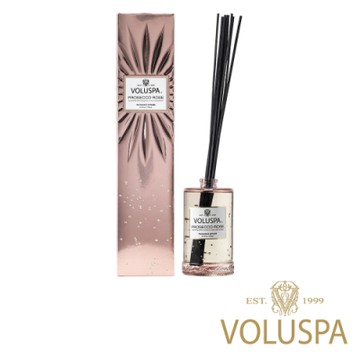 美國香氛VOLUSPA 華麗年代系列 玫瑰氣泡 浮雕玻璃罐室內擴香192ml