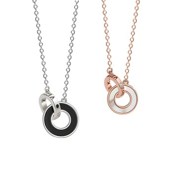 【巴黎精品】現貨+預購 925純銀項鍊情侶對鍊-環環相扣鋯石生日情人節禮物男女飾品2款v1ar86