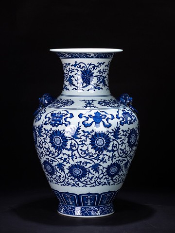 景德鎮陶瓷青花瓷落地大花瓶手繪中式仿古客廳博古架瓷器擺件大號