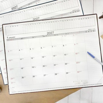 四季SEASON 2027年 四開桌曆(附墊)-藍/褐/黑