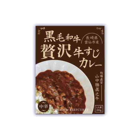 ふるさと納税 黒毛和牛 贅沢牛すじカレー 中辛 5食セット   山中牧場   長崎県 雲仙市 [item0936] レトルト カレー レトルト食品 国産牛 常備食 .. 長崎県雲仙市