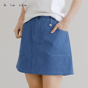 a la sha 阿福繡花口袋仿牛仔褲裙