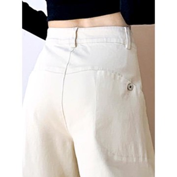 白色闊腿牛仔褲女2025新款春秋女褲寬松直筒鐮刀褲褲子歐貨香蕉褲
