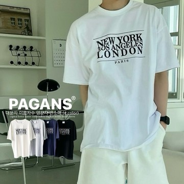 【PAGANS STORE】韓國 PARIS 首都 NEW YORK 紐約 英文 字母 刺繡 短袖 短Tee