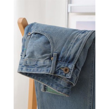 牛仔褲才是yyds~ 美式復古水洗高街直筒衛褲秋冬中藍休閑百搭長褲