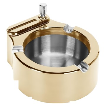 百誠精品萬次火柴菸灰缸 ABS不鏽鋼材質 11.3x9.9x4.3公分  金屬金色  1個