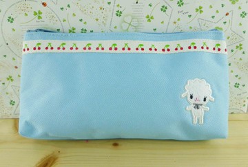 【震撼精品百貨】San-X動物家族 綿羊 化妝包-藍櫻桃 震撼日式精品百貨