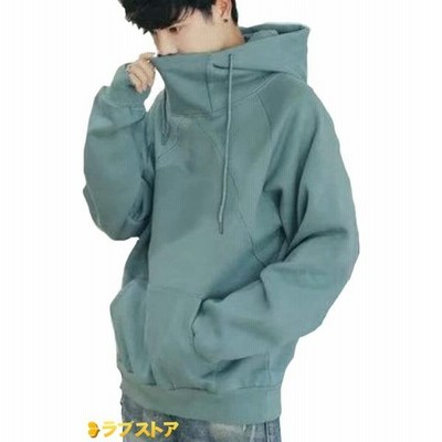 ハイネック パーカー メンズ シンプル 大きいサイズ ゆったり プルオーバーフード付き 通販 Lineポイント最大get Lineショッピング