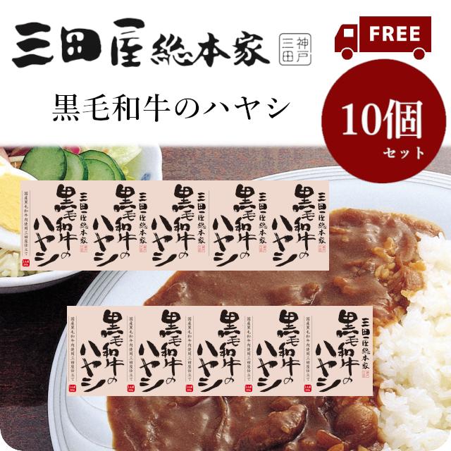 送料無料 レトルトハヤシ 三田屋総本家黒毛和牛のハヤシ210g　10個セット