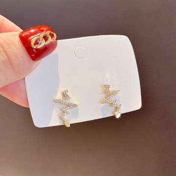 【SK飾品】心電圖愛心閃鑽耳環【821365】針式耳環/貼耳耳環