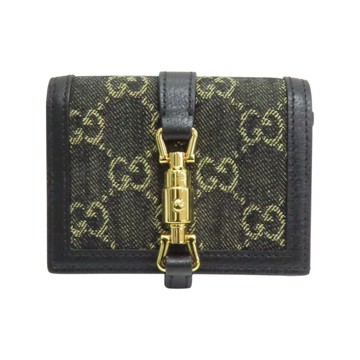 GUCCI 古馳 黑色 帆布 Gucci Jackie 1961 三折短夾 【二手名牌BRAND OFF】