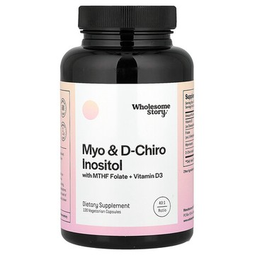 Wholesome Story, Myo 和 D-手性肌醇，含 MTHF 葉酸 + 維生素 D3，120 粒素食膠囊