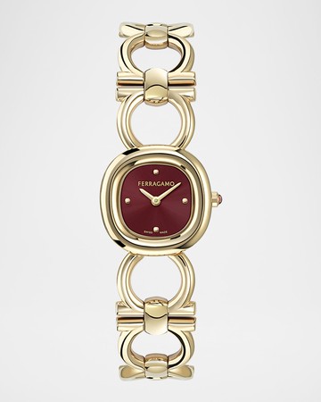 Double Gancini 25MM IP Yellow Gold Bracelet Watch