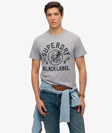 Superdry Men's Black Label T-shirt Dark Grey Size: S