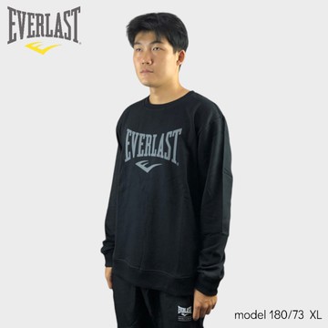 EVERLAST 大學T 黑色 大LOGO 基本款 休閒衛衣 男 4151800520