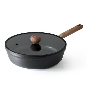 SENSARTE JP-SA-SJ6030B 30cm 不沾煎鍋 不沾塗層 附鍋蓋 IH瓦斯爐適用 黑色