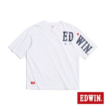 EDWIN 男裝 大寬版跨袖短袖T恤-白色