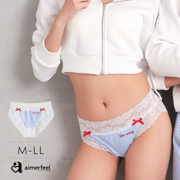 aimerfeel-情侶風直條紋三角褲-青色-1906521-SX