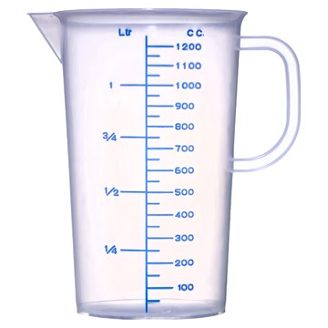 帶刻度量杯  1200cc  聚丙烯材質  台灣製造  1個  透明