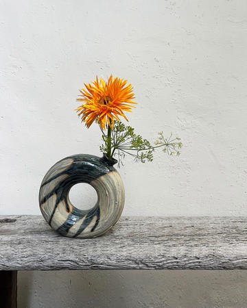 墨藍 特大甜甜圈花器 花瓶 | 陶器皿