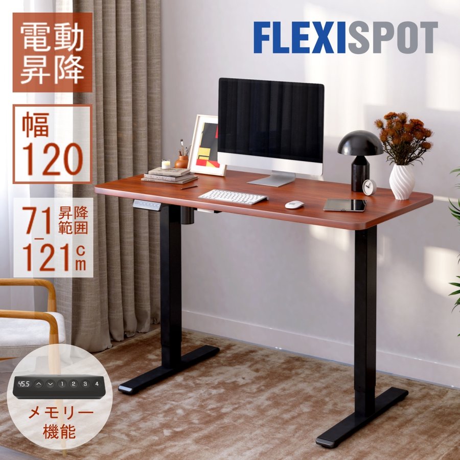 FLEXISPOT 電動式スタンディングデスク(幅120×奥行60) 昇降デスク 人気 ...