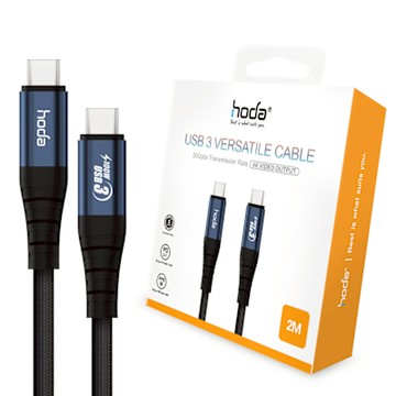 HODA W4 USB-C to C 100W USB3 編織快充傳輸線-2M 黑
