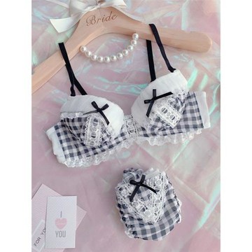 新品 日系甜美少女可愛小清新蕾絲聚攏薄杯文胸套裝 女士內衣內褲