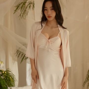 【預購】NuNight 輕裸感緞面小性感睡裙組