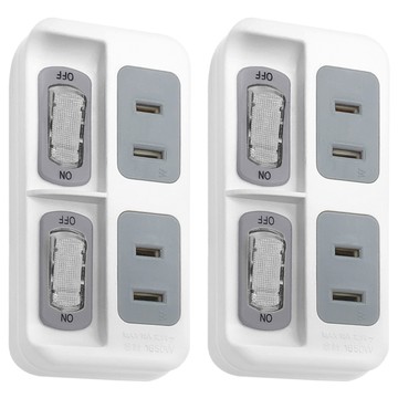 WeiTien 威電 高負載 2開2座2孔 125VAC 15A 1650W  97mm  分接式插座 白色 + 灰色  2個