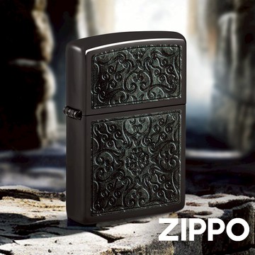 ZIPPO 圖樣設計防風打火機 48961 高拋光黑冰打火機 微妙的紋飾圖案 精緻感 終身保固