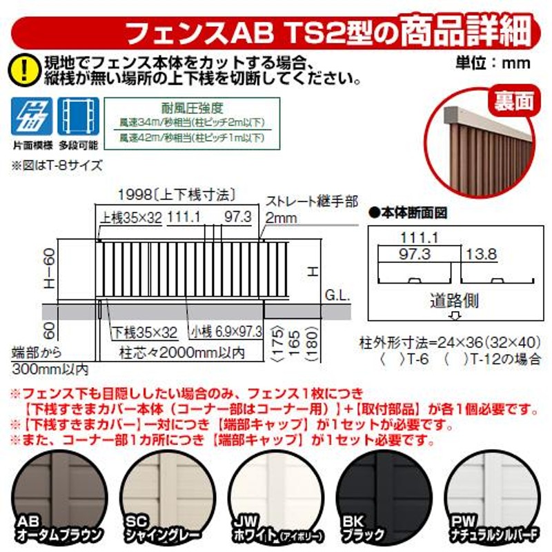 フェンス 目隠し 囲い フェンスAB TS2型 H1000タイプ（T-10サイズ