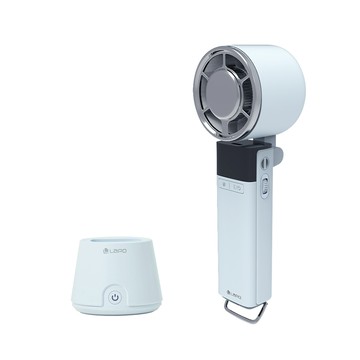 LaPO 沁冷多功能三用風扇-含桌上型充電座 灰藍色 LF03-GB＋FS-01-BU_廠商直送