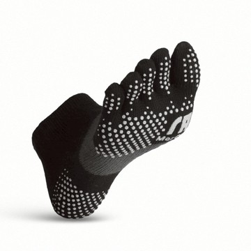 透氣升級足弓加強止滑運動五趾船襪 - XL曜黑灰