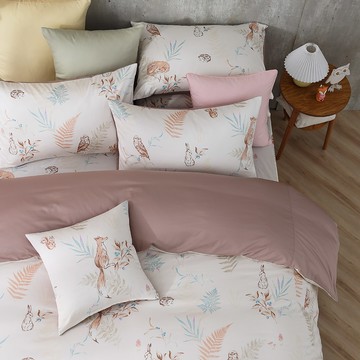 鴻宇HongYew 雙人床包枕套組 美國棉授權 300織 狐狸艾莉森 可可色 台灣製  1入