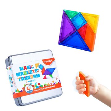 【台灣現貨|亞馬遜熱銷款】磁力七巧板 YPLUS 益智 磁力拼圖 多種拼法 強力磁吸 啟蒙 兒童教具 磁性拼圖