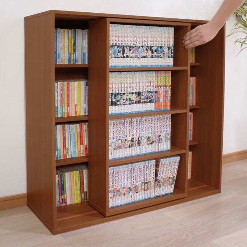 本棚 書棚 幅89cm ラック スライド式本棚 スライドラック ロー