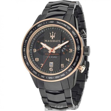 MASERATI瑪莎拉蒂男錶 R8873610002 46mm黑錶殼，深黑色錶帶款 _廠商直送