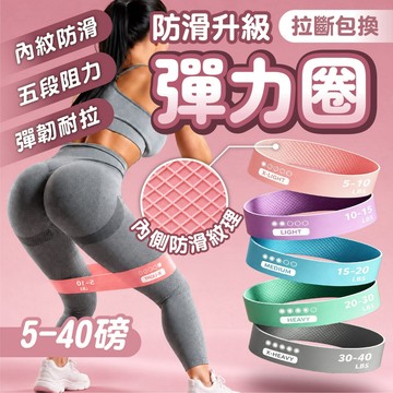 【升級內紋防滑 彈力圈】網格止滑 5-40磅 阻力帶 瑜伽圈 翹臀圈 健身圈 運動拉力帶 拉斷包換 五段磅數