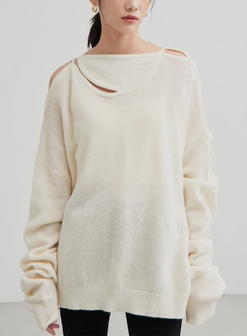 簍空細節羊毛針織上衣