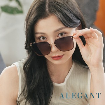 【ALEGANT】柔美氣質裸暈灰粉漸層貓眼設計金屬鏤空墨鏡/UV400太陽眼鏡