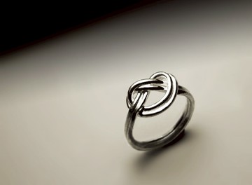 雙線愛心銀戒指