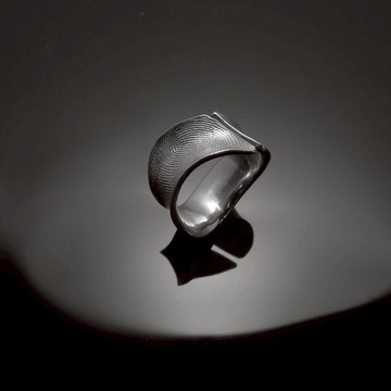 指紋印記系列 /  指紋開口波浪戒 / 925銀 / 客製化