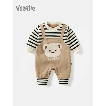 凡獵嬰兒衣服秋裝新生男寶寶連體衣滿月百天超萌可愛哈衣爬服春秋